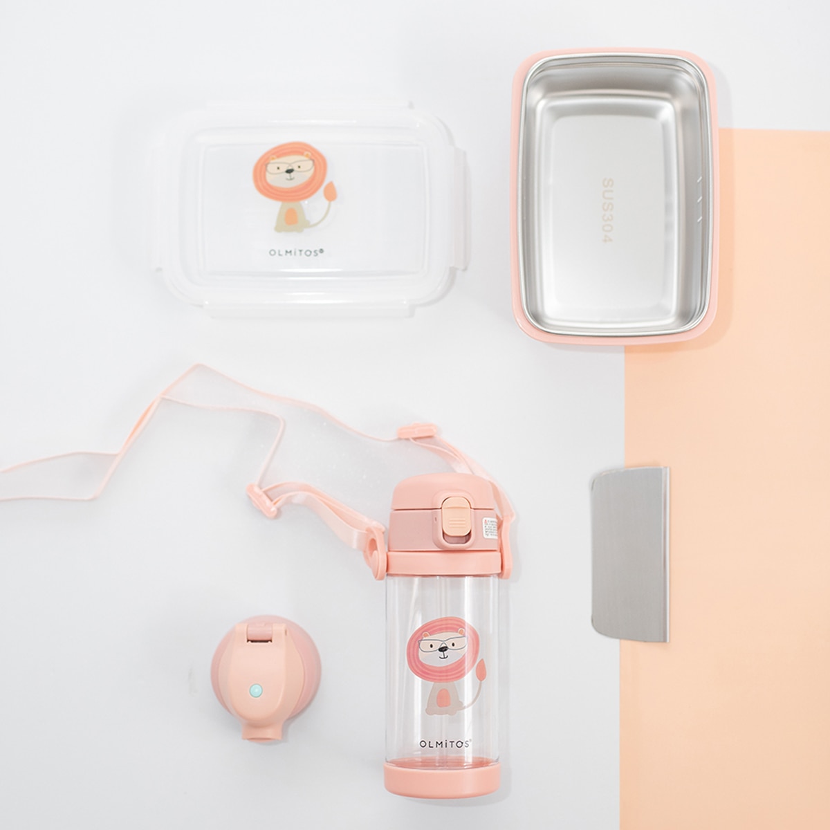 Set botella + fiambrera lion Rosa-8