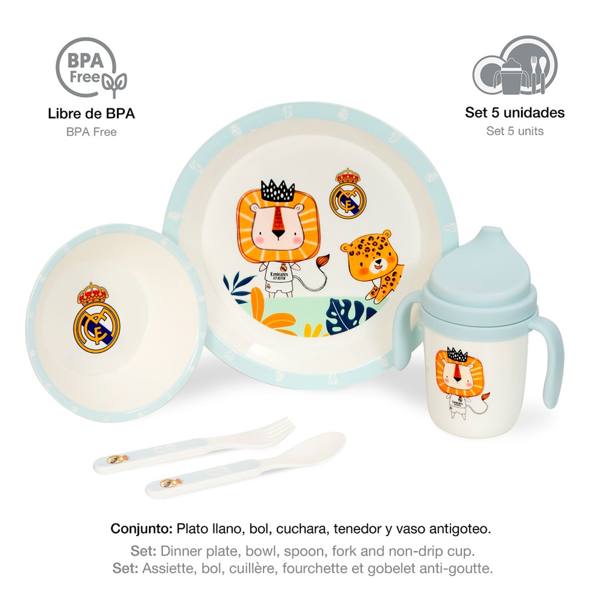 Set vajilla 5 pcs real madrid Azul-2