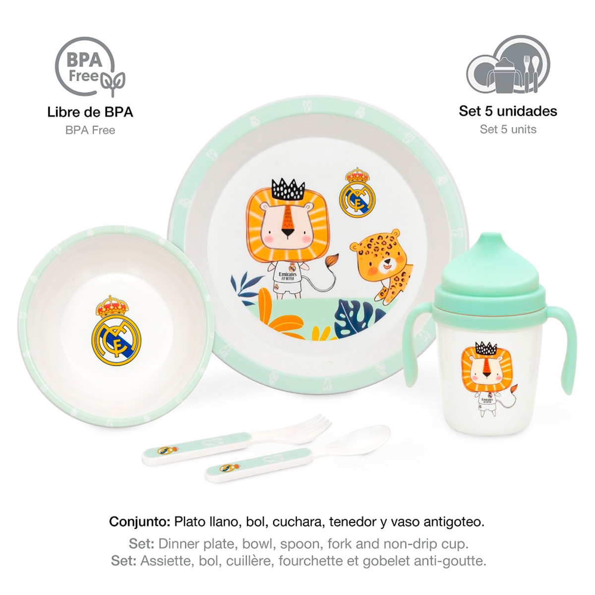 Set vajilla 5 pcs real madrid Verde-3