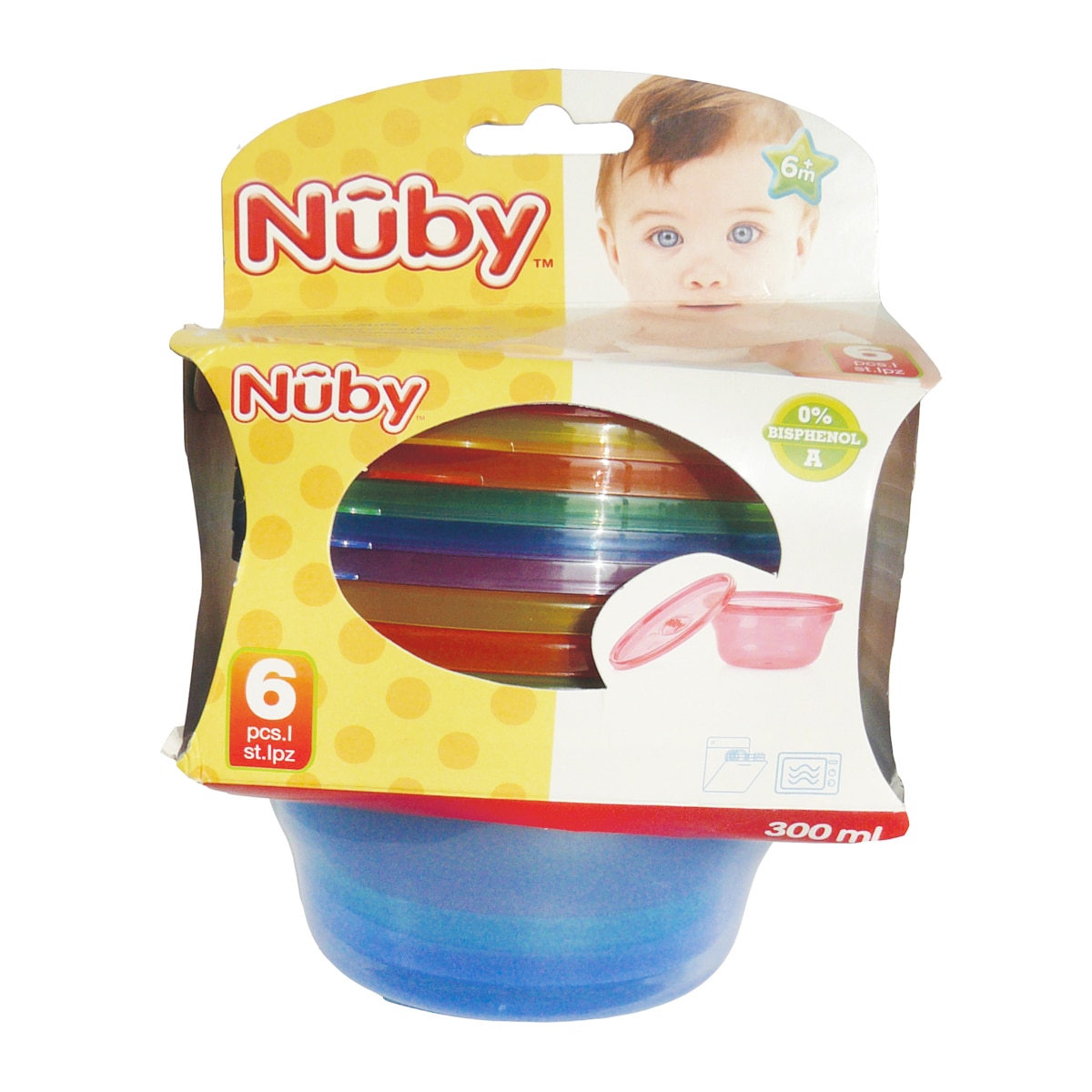 Juego de 6 Recipientes Herméticos Nuby Wash or Toss para congelador (300 ml.) multicolor Multicolor-7
