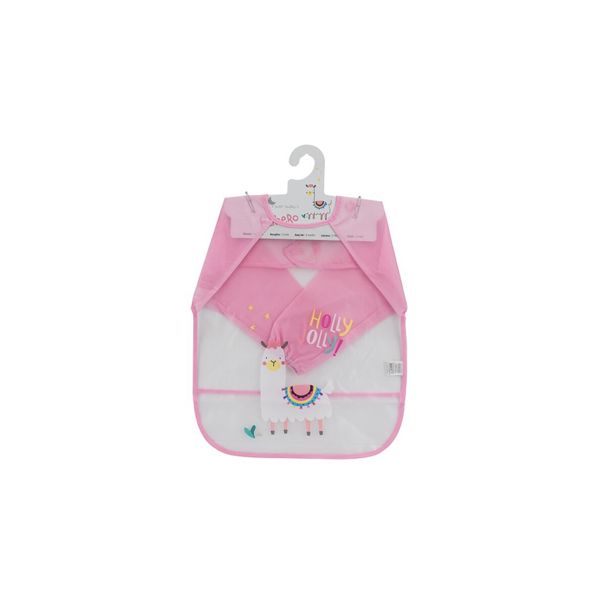 Babero estampado Interbaby con mangas rosa Rosa-3