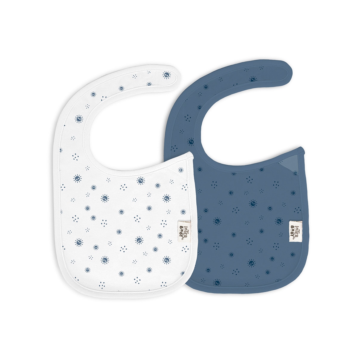 Pack 2 baberos bambú Duende Empolvado Blanco/Azul Interbaby Blanco-1