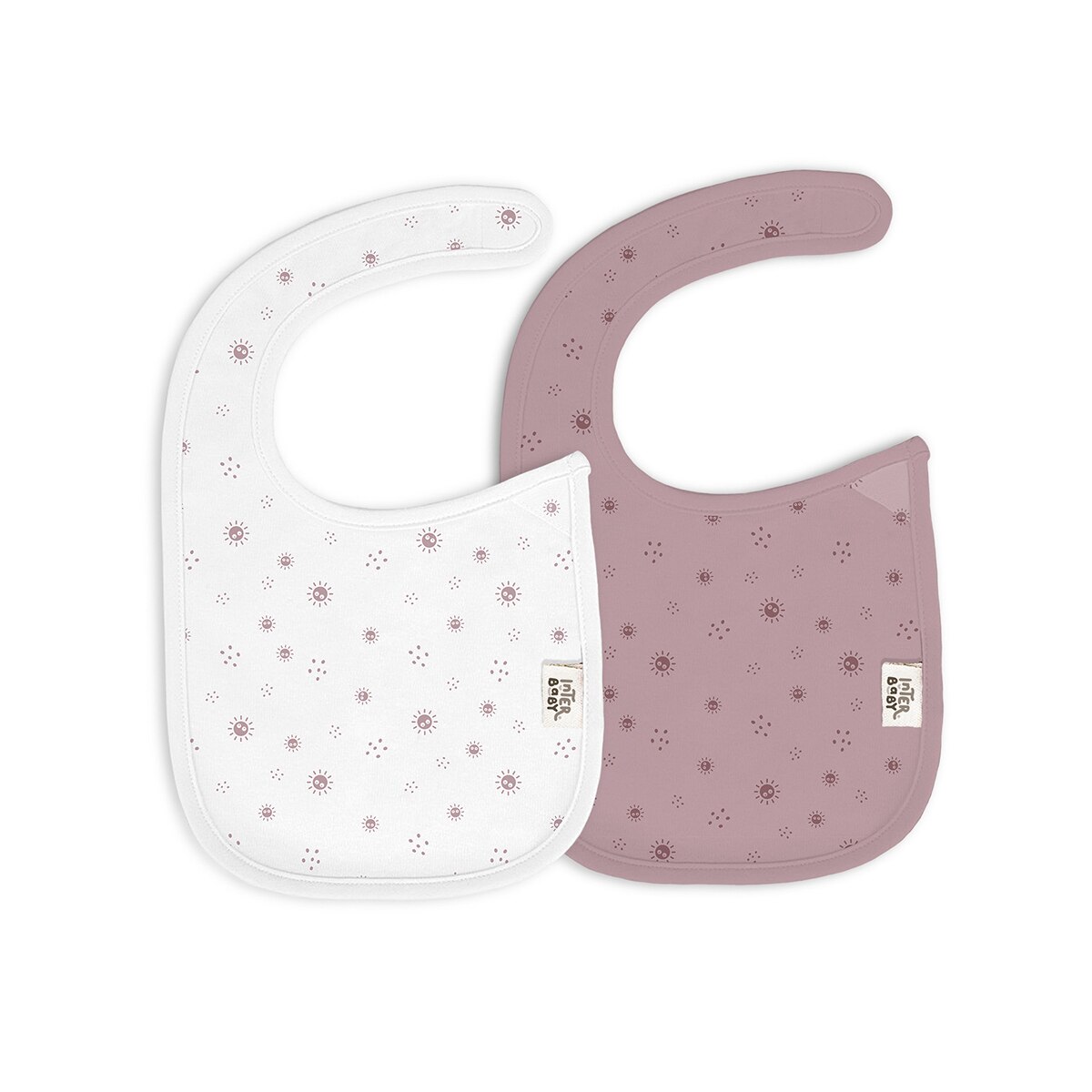 Pack 2 baberos bambú Duende Empolvado Blanco/Rosa Interbaby Blanco-1