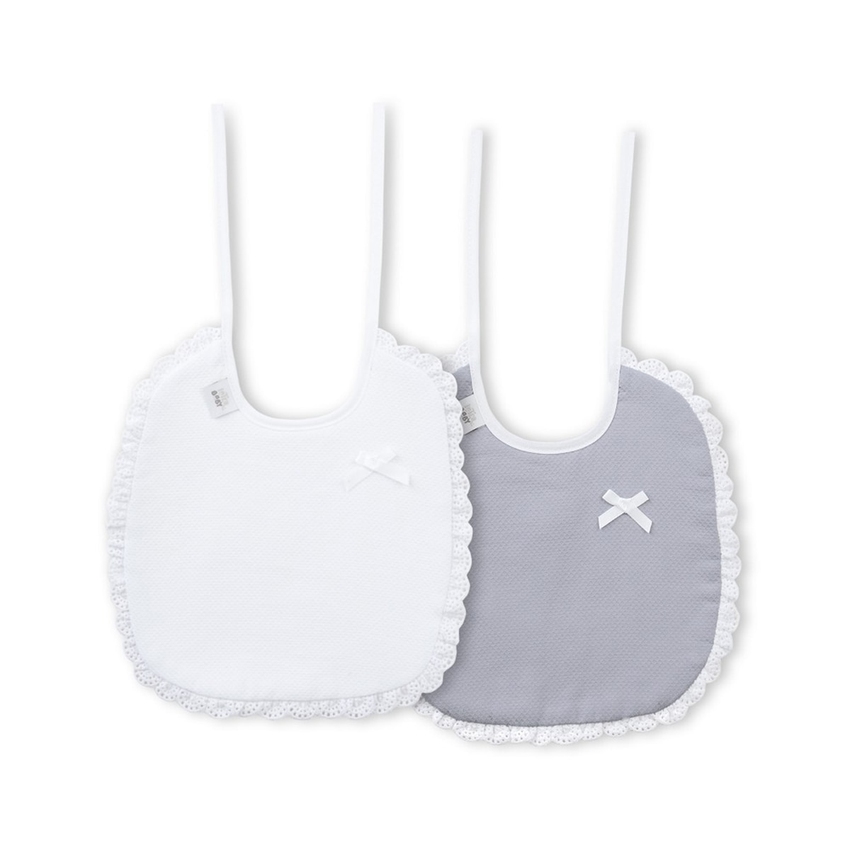 Pack 2 baberos Piqué Blanco/Gris Interbaby Blanco-1