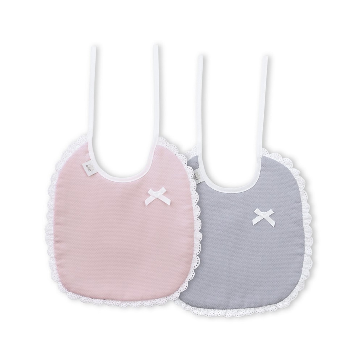 Pack 2 baberos Piqué Rosa/Gris Interbaby Rosa-1