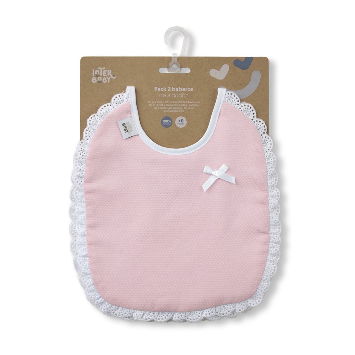 Pack 2 baberos Piqué Rosa/Gris Interbaby Rosa-4