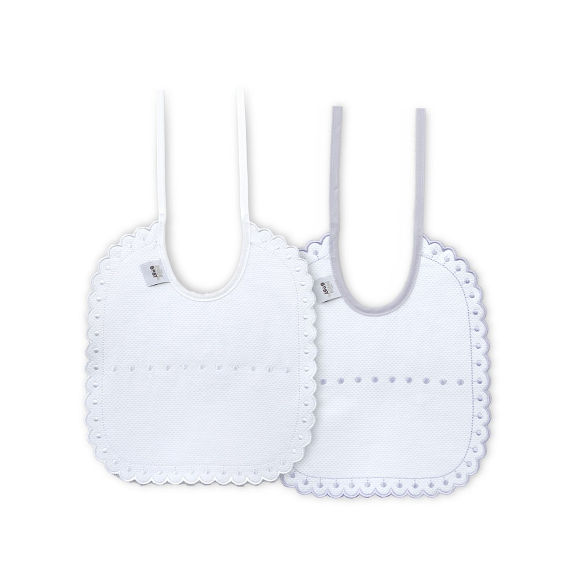 Pack 2 baberos Bordado Blanco/Gris Interbaby Blanco-1