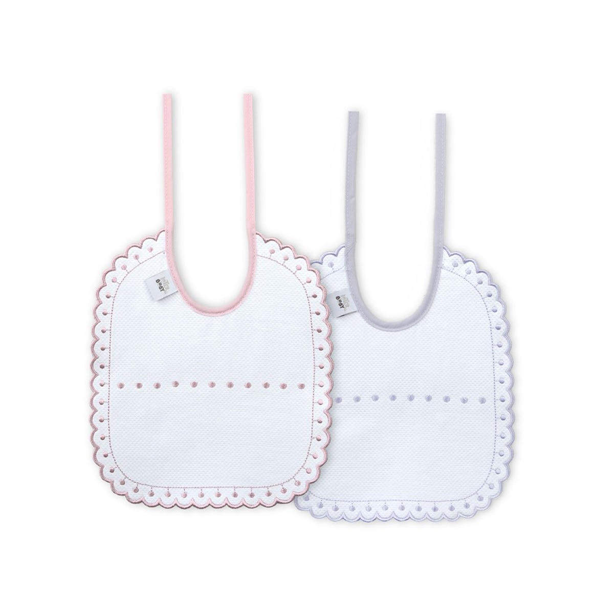Pack 2 baberos Bordado Rosa/Gris Interbaby Rosa-1