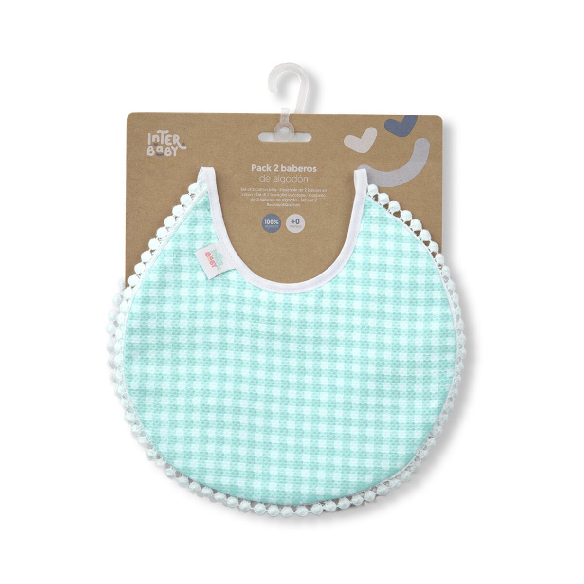 Pack 2 baberos Vichy y Topos Verde Interbaby Verde-4
