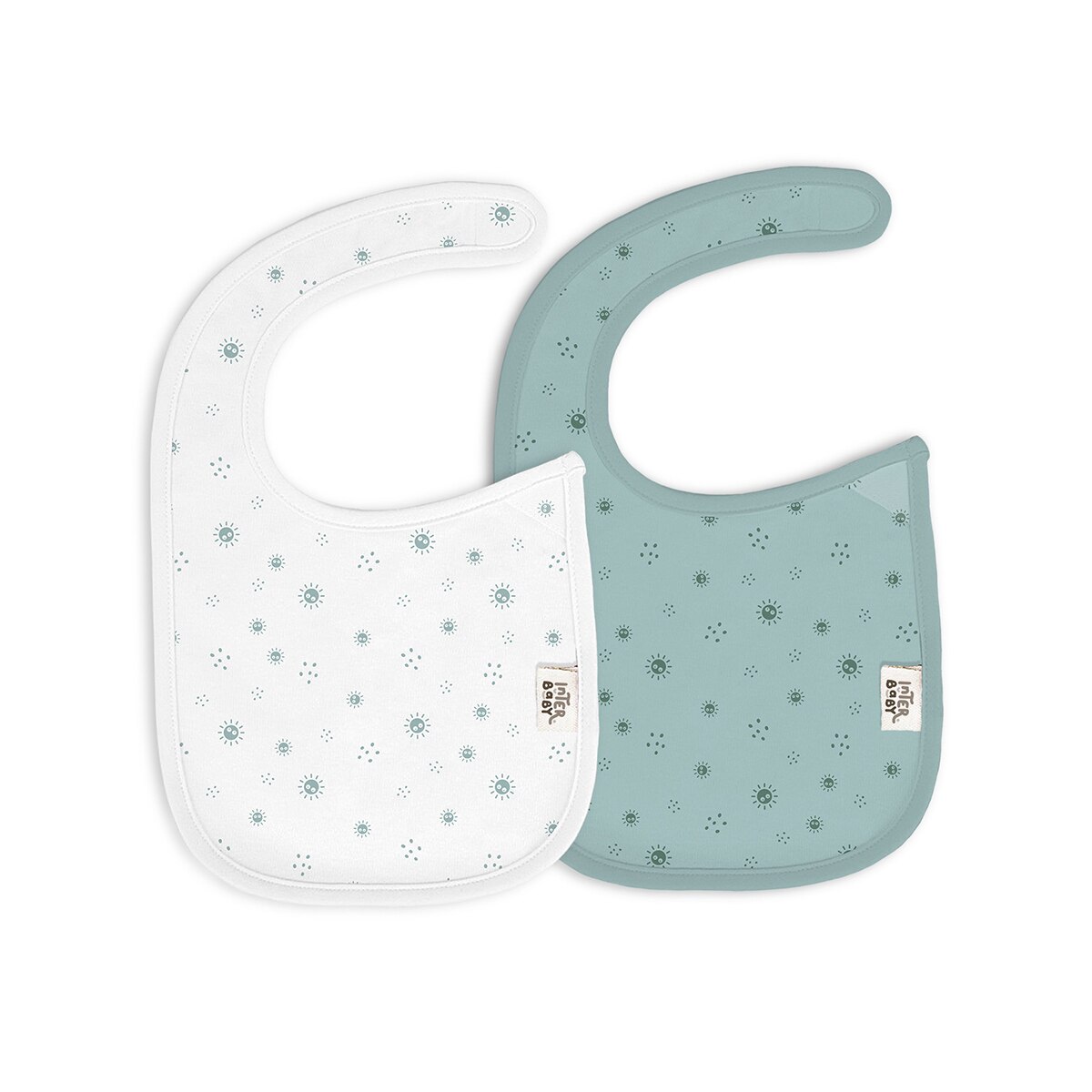Pack 2 baberos bambú Duende Empolvado Blanco/verde Interbaby Blanco-1