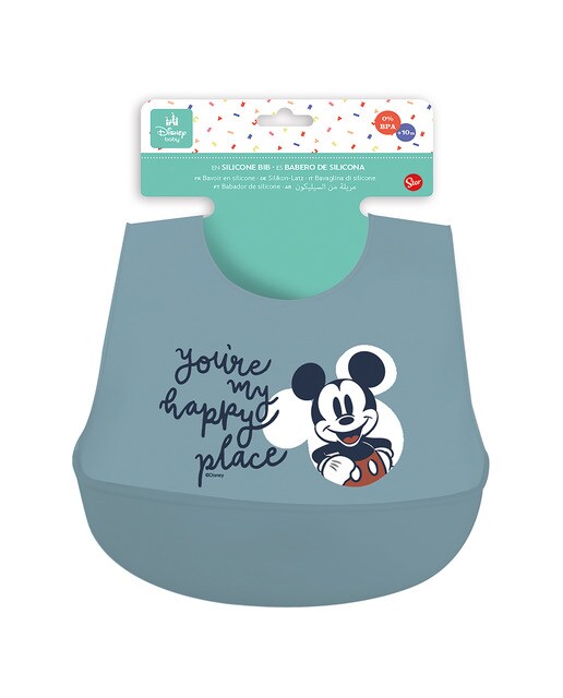 Stor babero de silicona mickey mouse full of smiles Azul-2