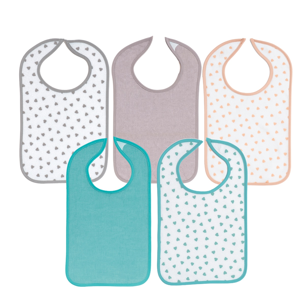 Imagen 0 de Pack de 5 baberos de 6 a 12 meses cierre velcro