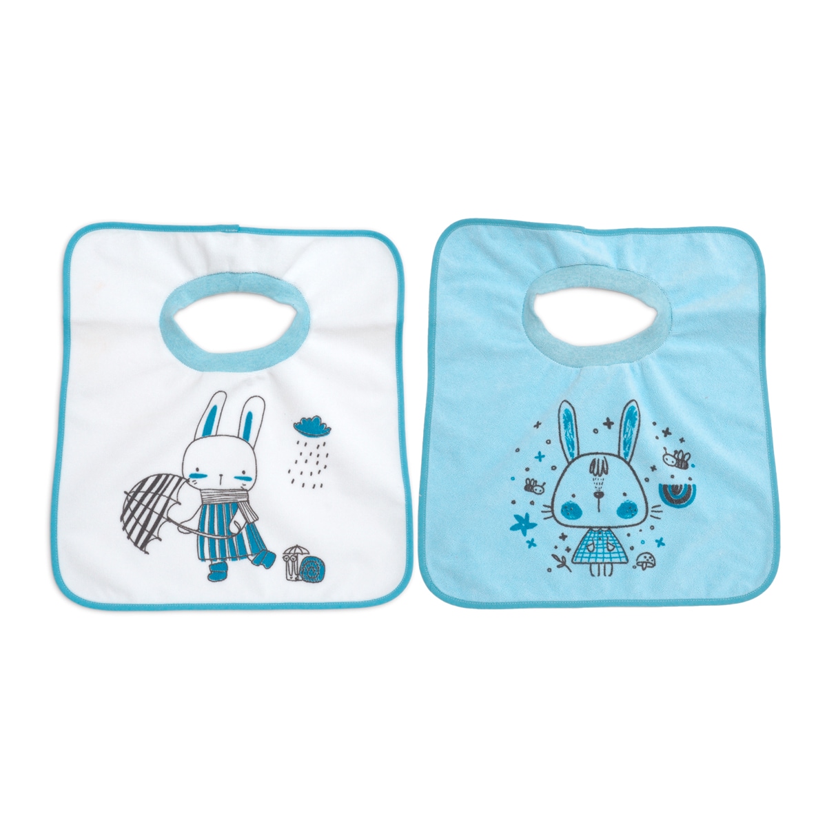 Pack de 2 baberos impermeables estampados de 6 a 12 meses Azul-1