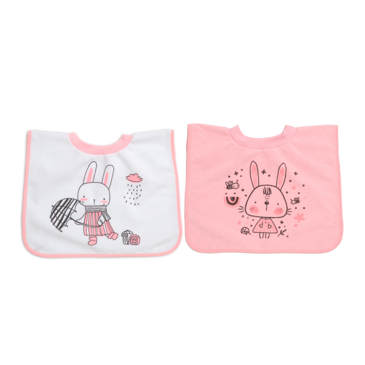 Pack de 2 baberos impermeables estampados de 6 a 12 meses Rosa-1