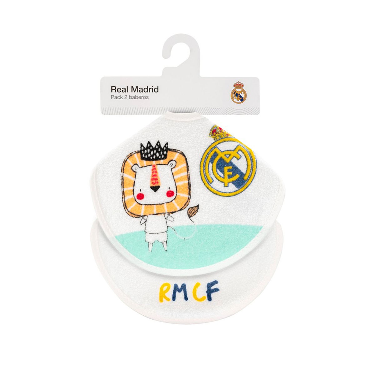 Pack2 babero rizo plastificado cuadrado real madrid leon emirates Blanco-2