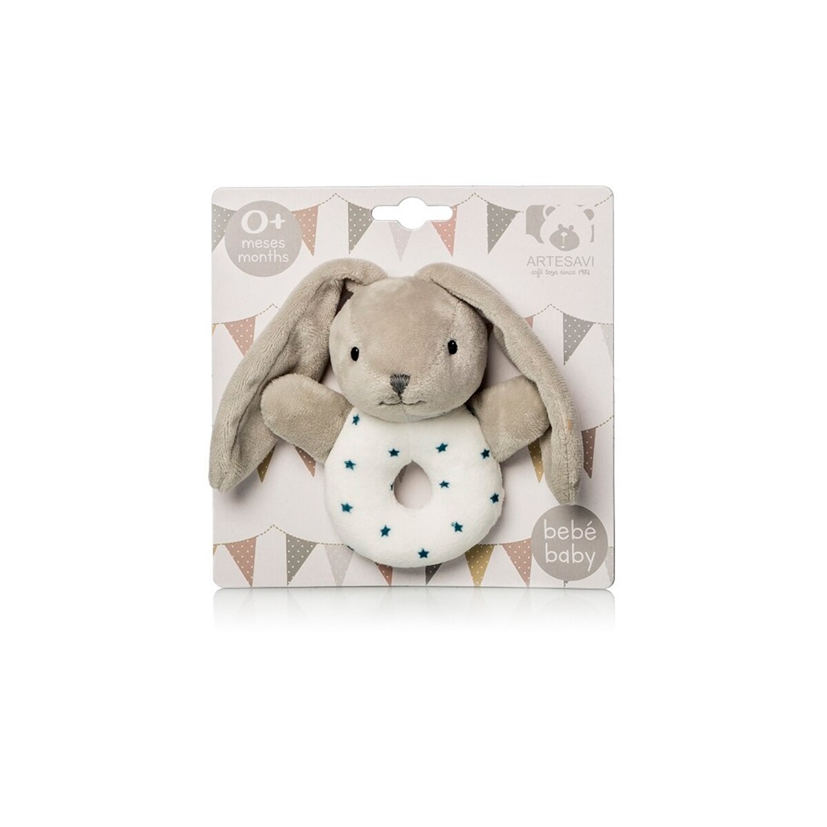 Imagen 0 de Sonajero circular Artesavi suave Baby Conejo Estrellas azul