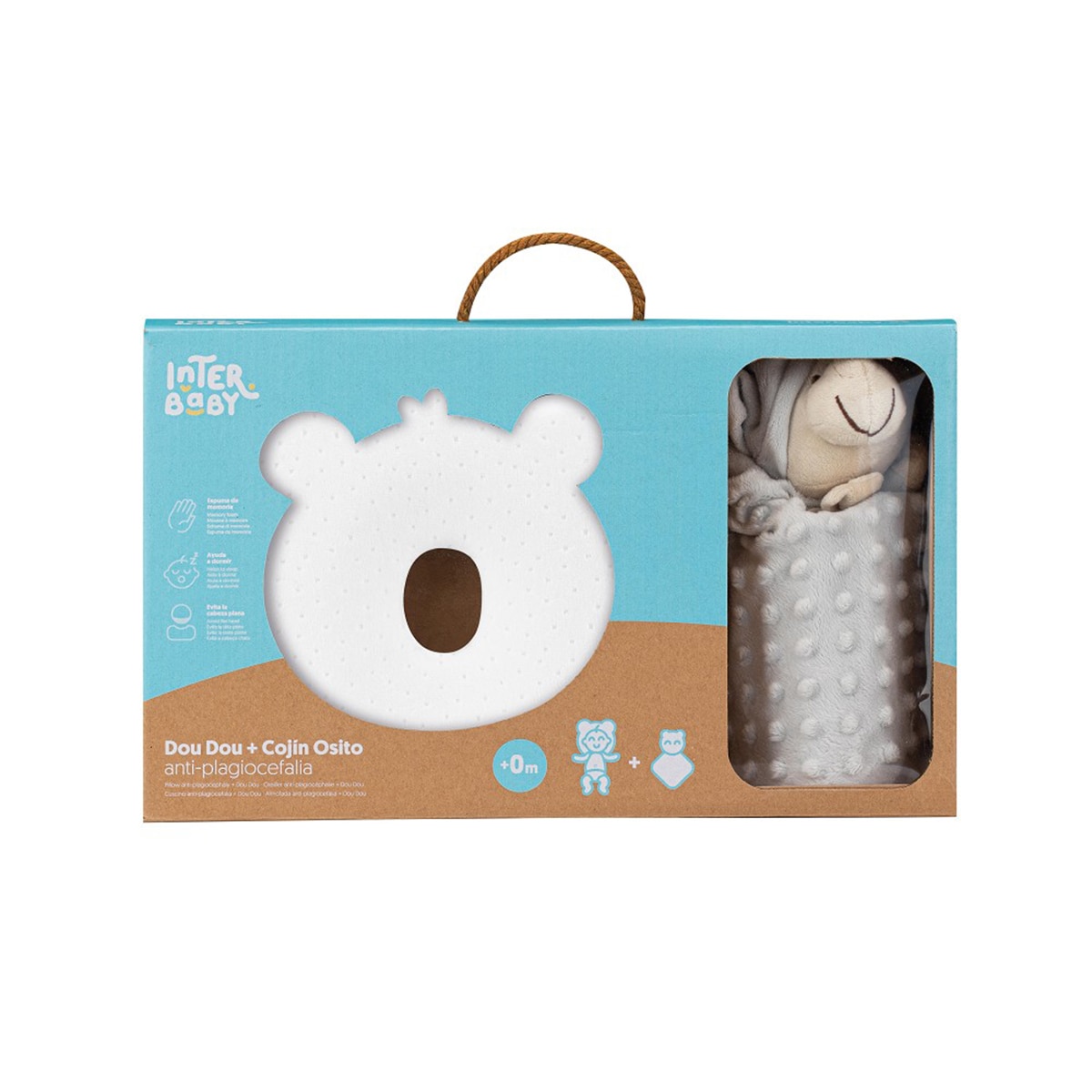 Cojín antiplagiocefalia Interbaby con dodou gris Gris-4