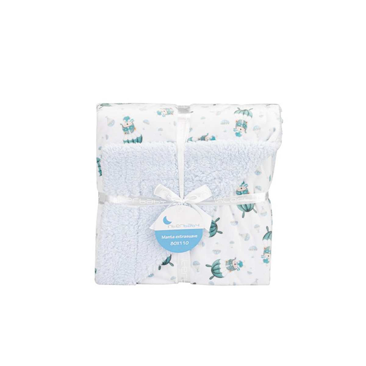 Manta Interbaby con borreguillo paracaidista azul Azul-1