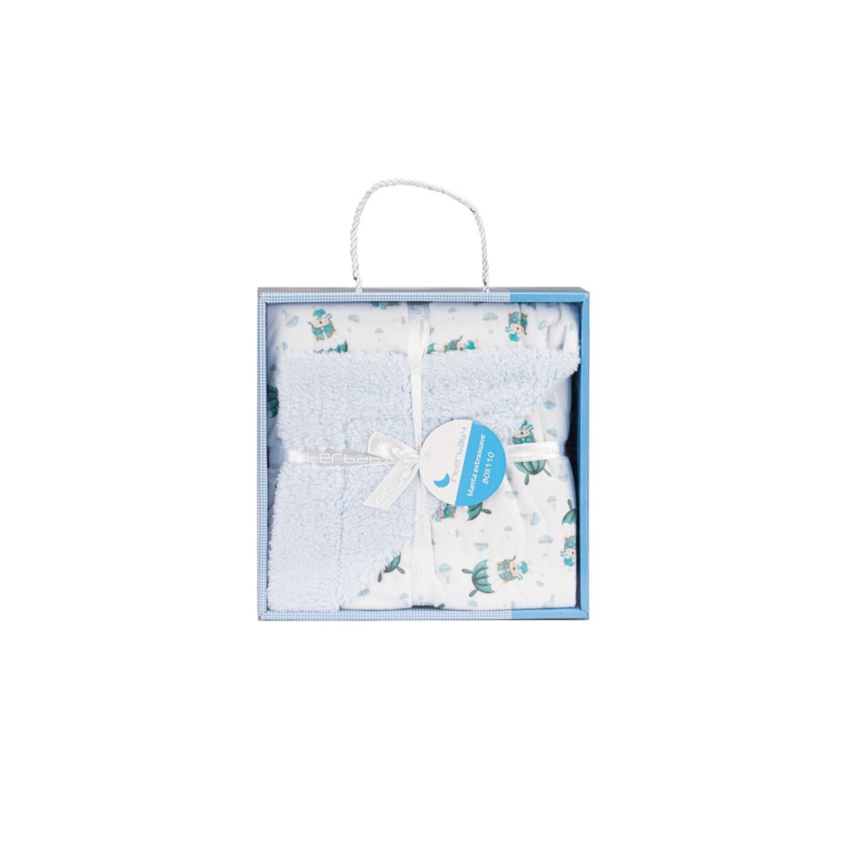 Manta Interbaby con borreguillo paracaidista azul Azul-2