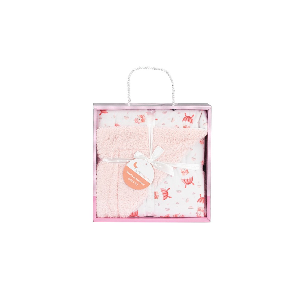 Manta Interbaby con borreguillo paracaidista rosa Rosa-3