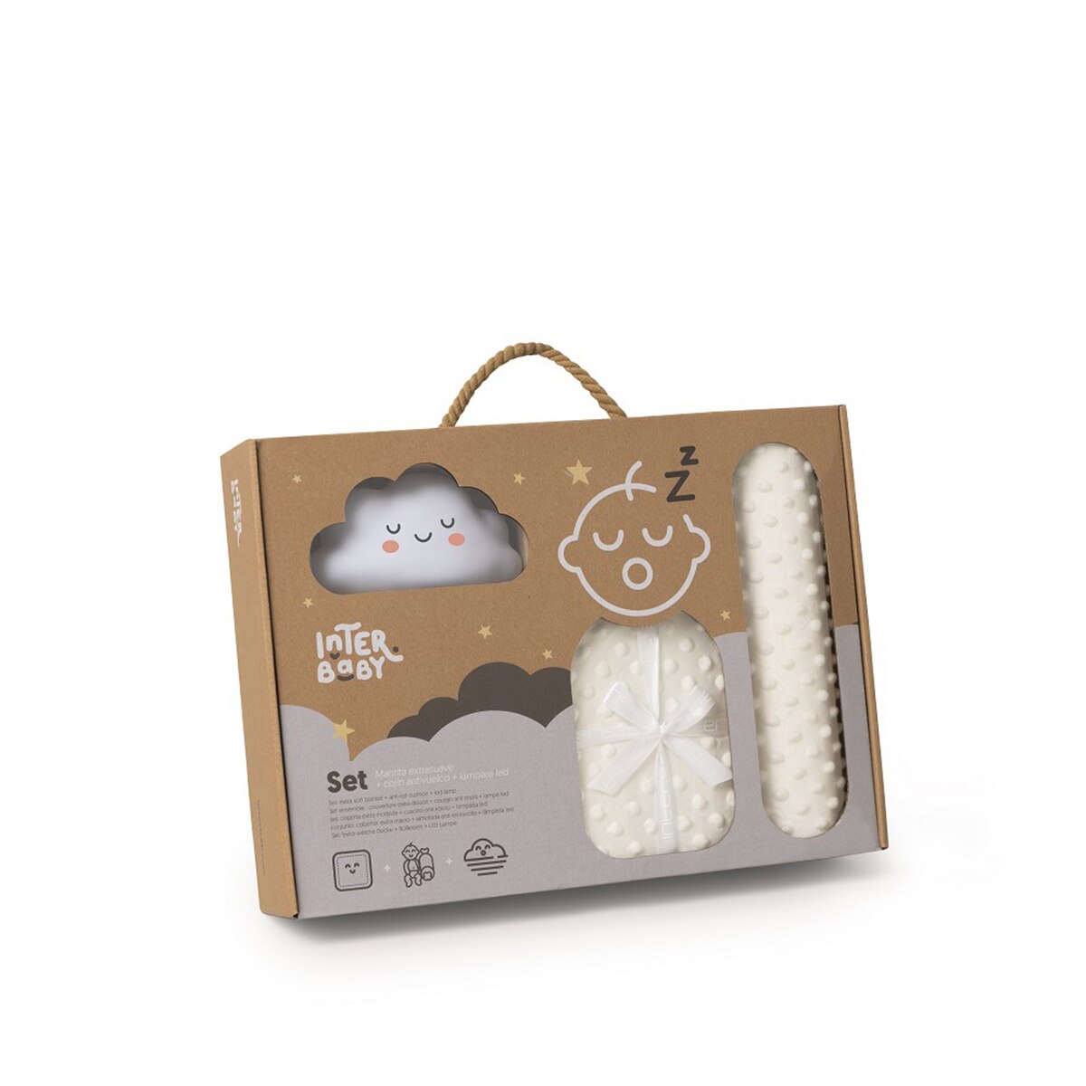 Manta Interbaby con cojín antivuelco y lamparita nube beige Beige-1