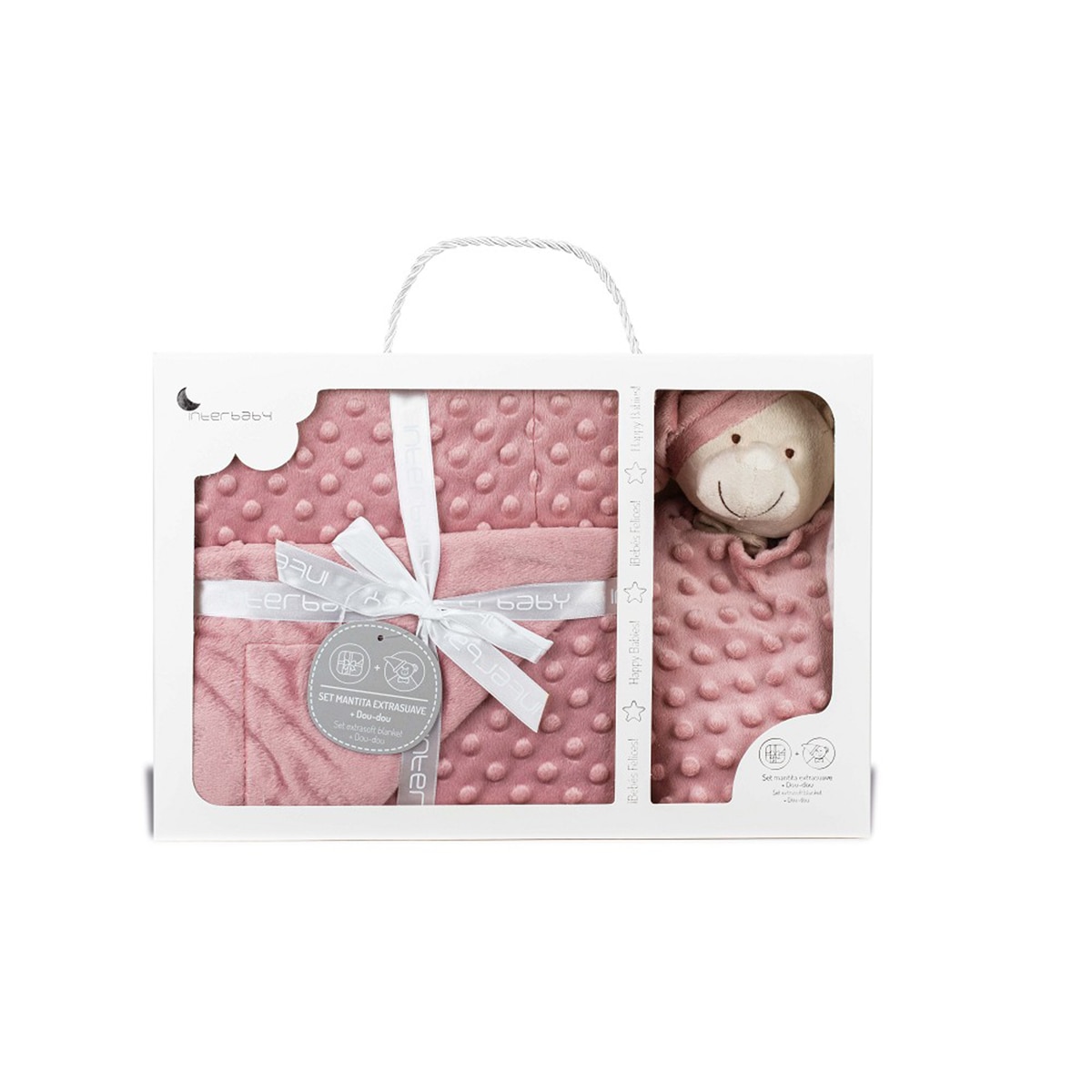 Manta Interbaby burbuja y dou dou osito rosa maquillaje Rosa-1