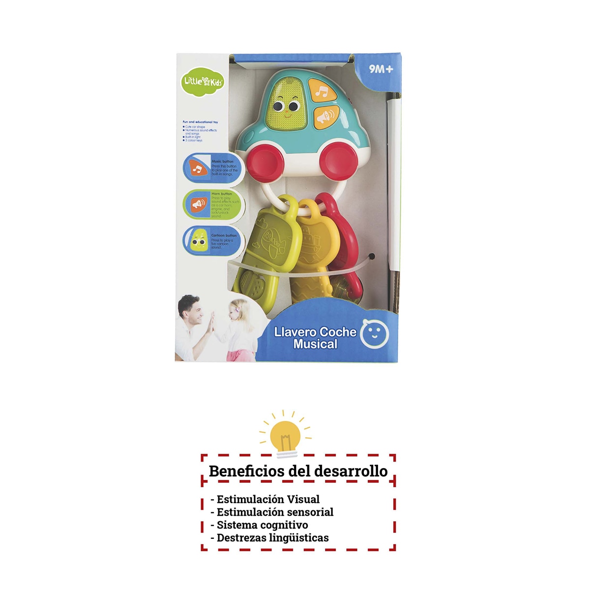 LLAVERO Little Kids COCHE MUSICAL con luz Verde-2