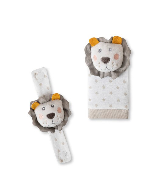 Set de peucos y muñequeras Sonajero león Gris-2
