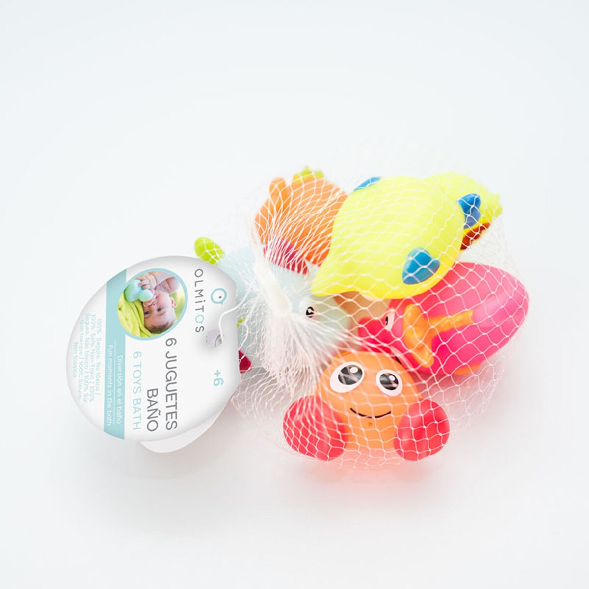 Red con 6 juguetes de baño de animales marinos Olmitos Multicolor-2