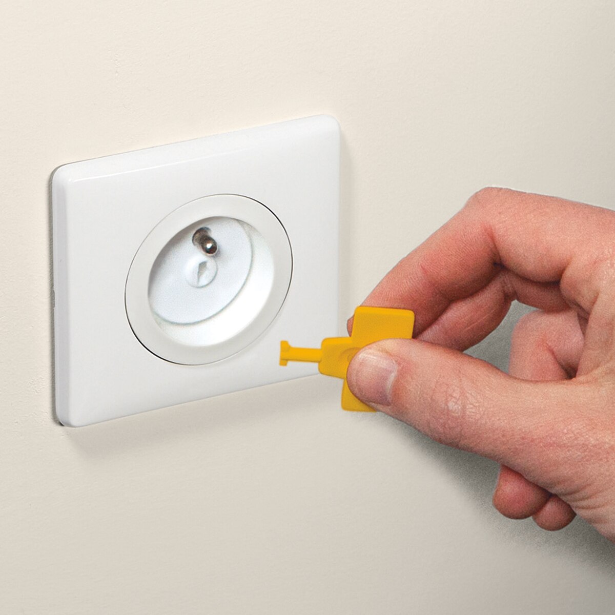 Tapa enchufes Safety 1st con llave blanco/amarillo Blanco / Amarillo-2