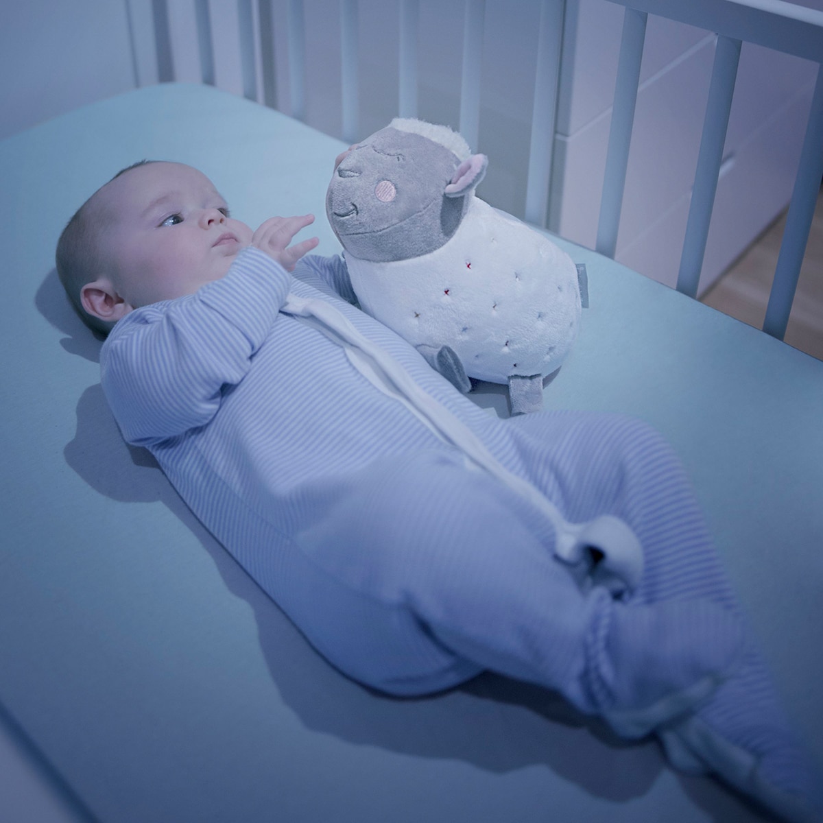 Lámpara Badabulle y Proyector Oveja peluche blanca/gris Blanco / Gris-7