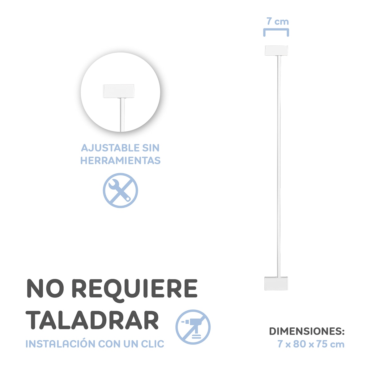 Extensiones de 7 y 15 cm para Barrera de Puerta Blanco-2
