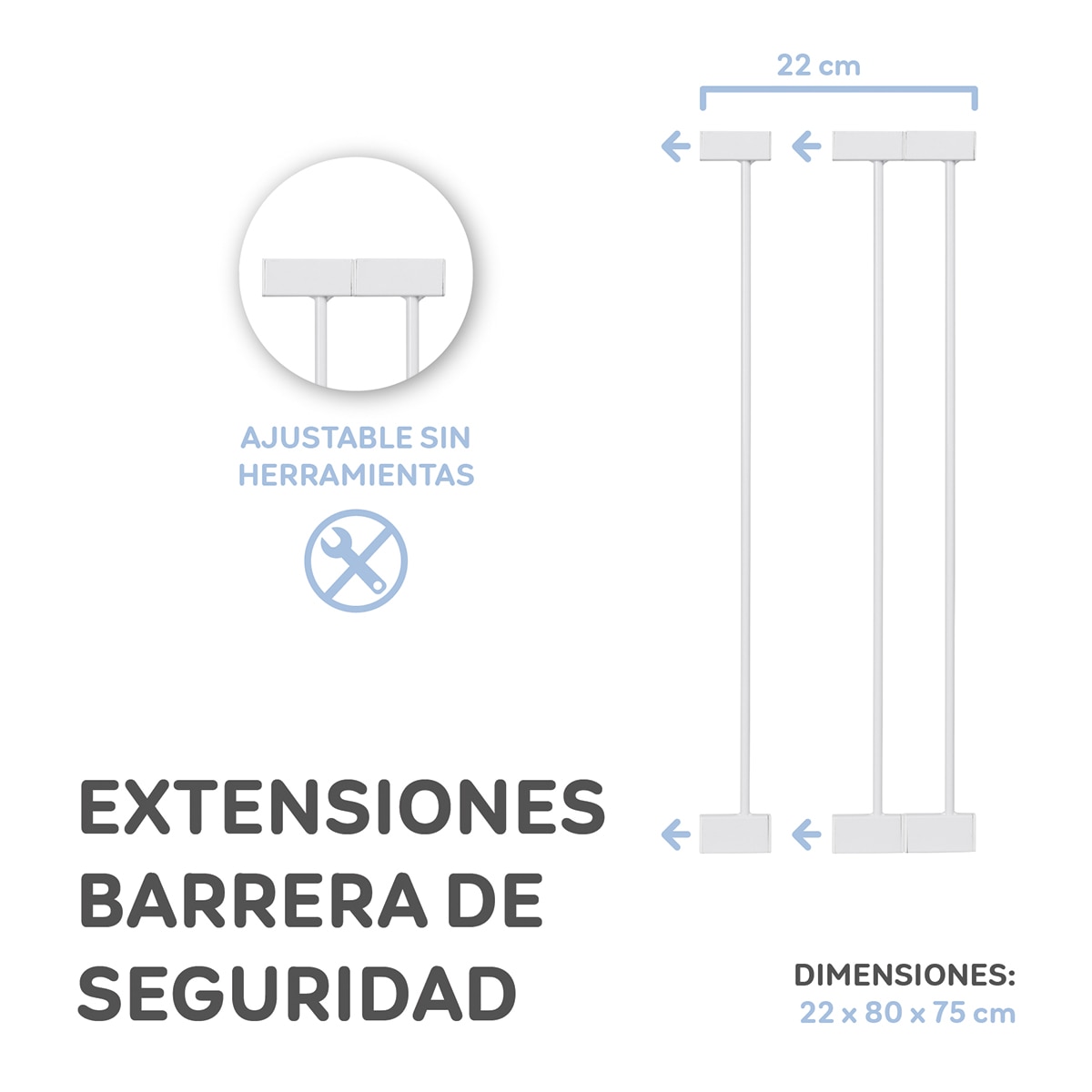 Extensiones de 7 y 15 cm para Barrera de Puerta Blanco-4