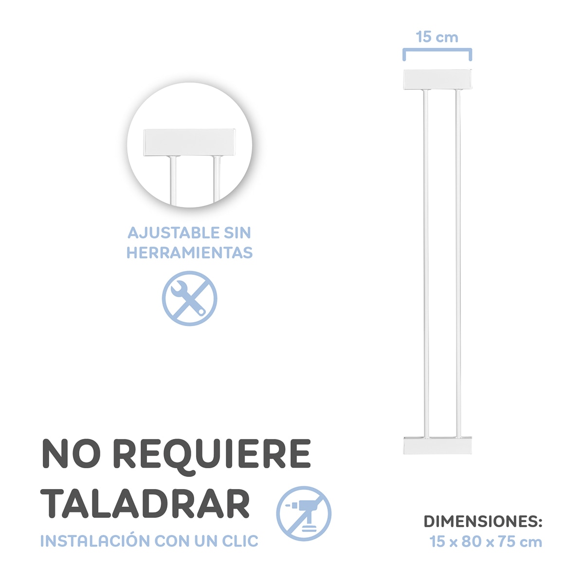 Extensiones de 7 y 15 cm para Barrera de Puerta Blanco-5