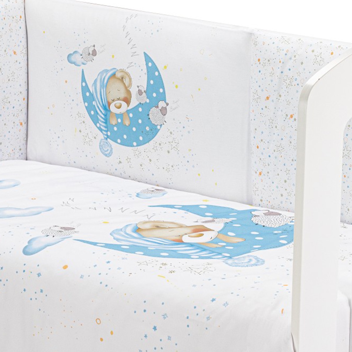 Juego textil 2 piezas Interbaby Edredón + Protector para Cuna (60 x 120 cm.) Bear Sleeping azul Azul-2