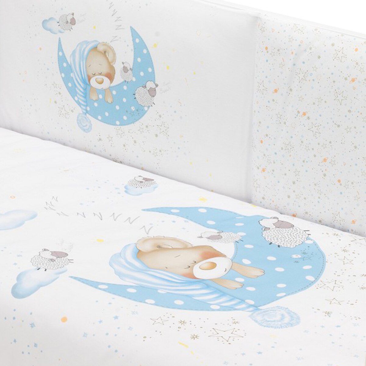 Juego textil 2 piezas Interbaby Edredón + Protector para Cuna (60 x 120 cm.) Bear Sleeping azul Azul-3