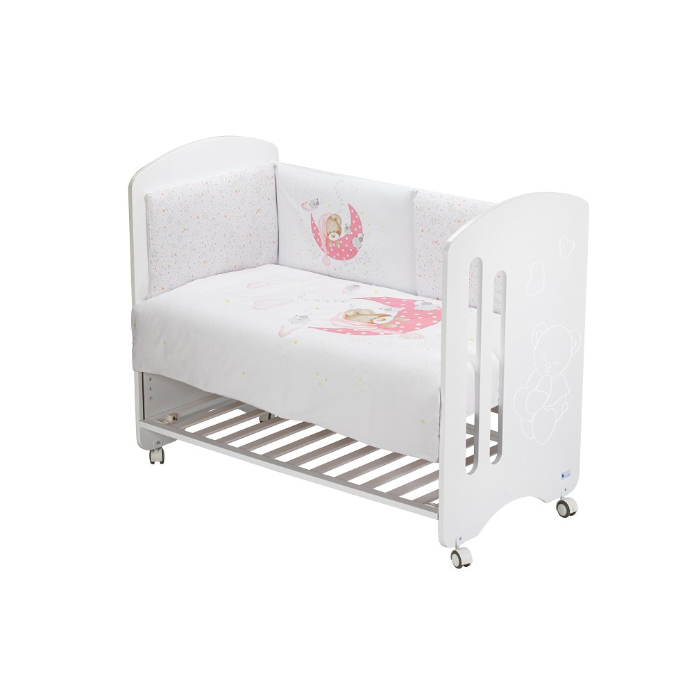 Juego textil 2 piezas Interbaby Edredón + Protector para Cuna (60 x 120 cm.) Bear Sleeping rosa Rosa-1