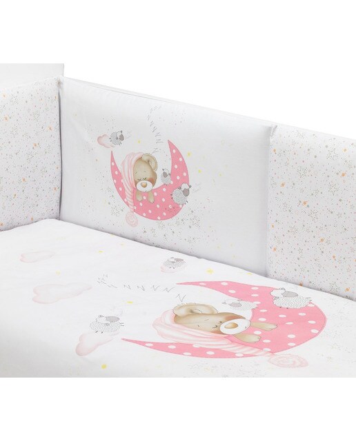 Juego textil 2 piezas Interbaby Edredón + Protector para Cuna (60 x 120 cm.) Bear Sleeping rosa Rosa-3