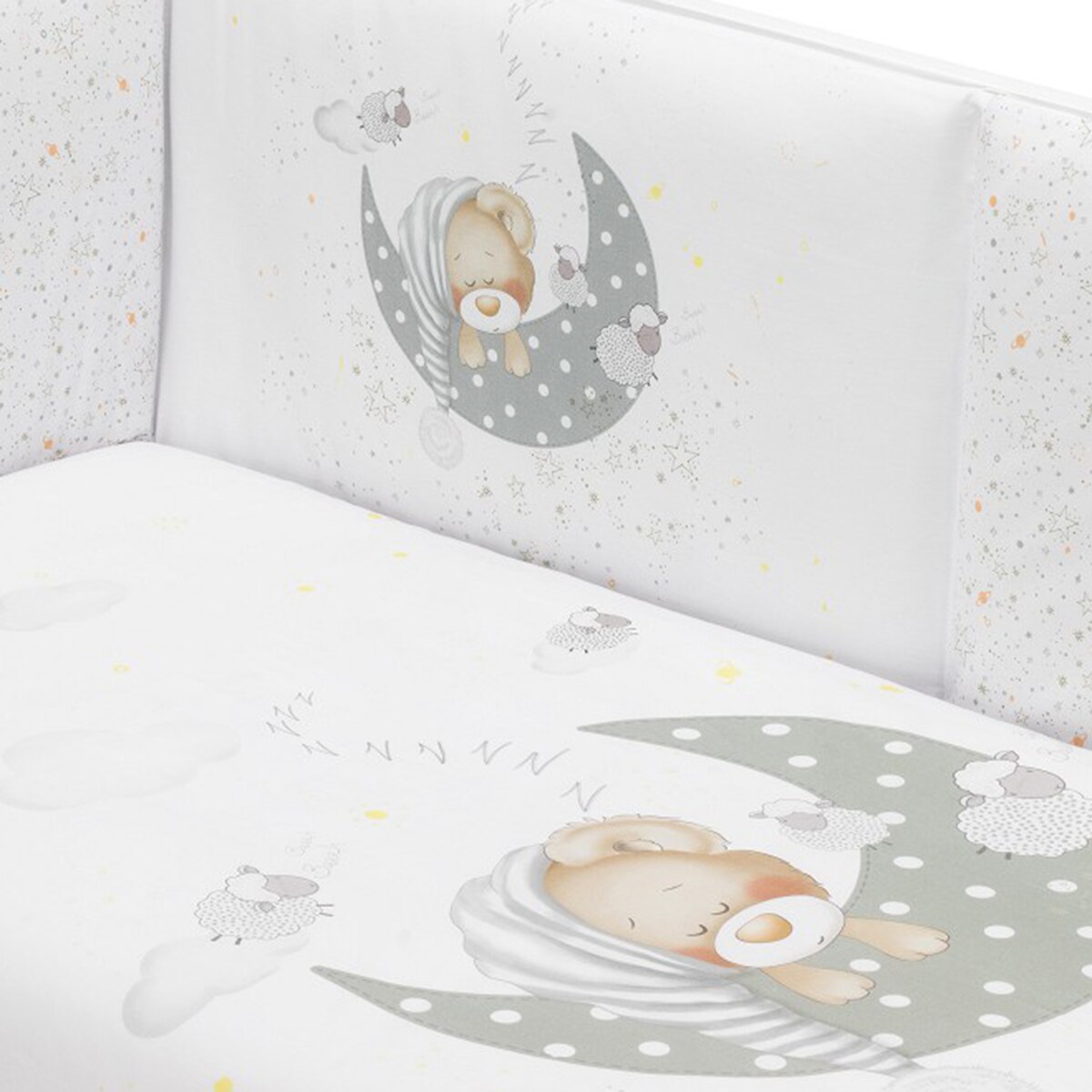 Juego textil 2 piezas Interbaby Edredón + Protector para Cuna (60 x 120 cm.) Bear Sleeping gris Gris-4
