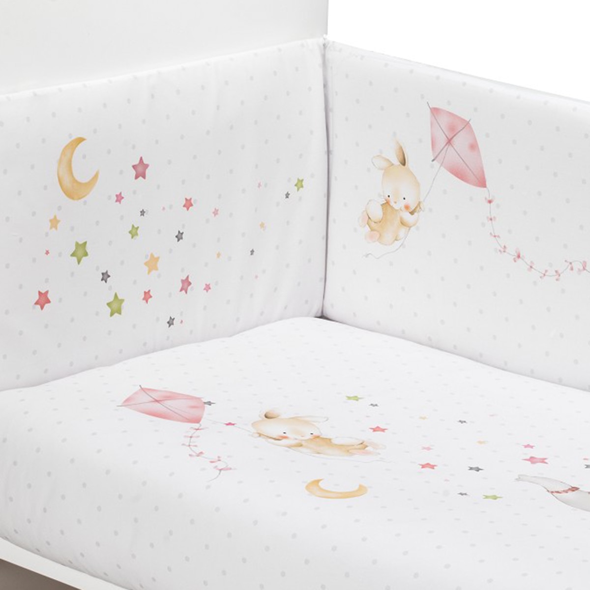 Juego textil 2 piezas Interbaby Edredón + Protector para Cuna (60 x 120 cm.) Elefante rosa Rosa-2