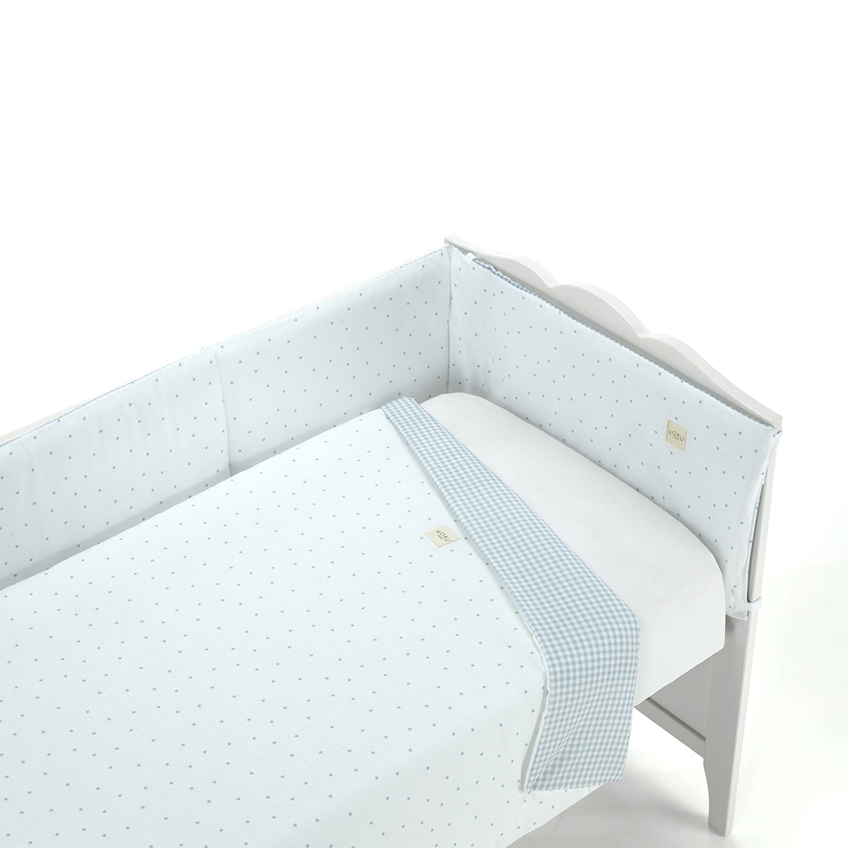 Set de cuna reversible formado por protector y edredón Azul-2