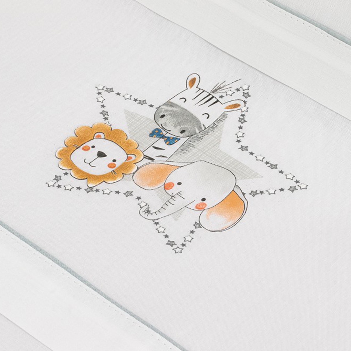 Juego de Sábanas 3 piezas para Minicuna (50 x 80 cm.) Interbaby Animalitos blanco/gris Blanco / Gris-2
