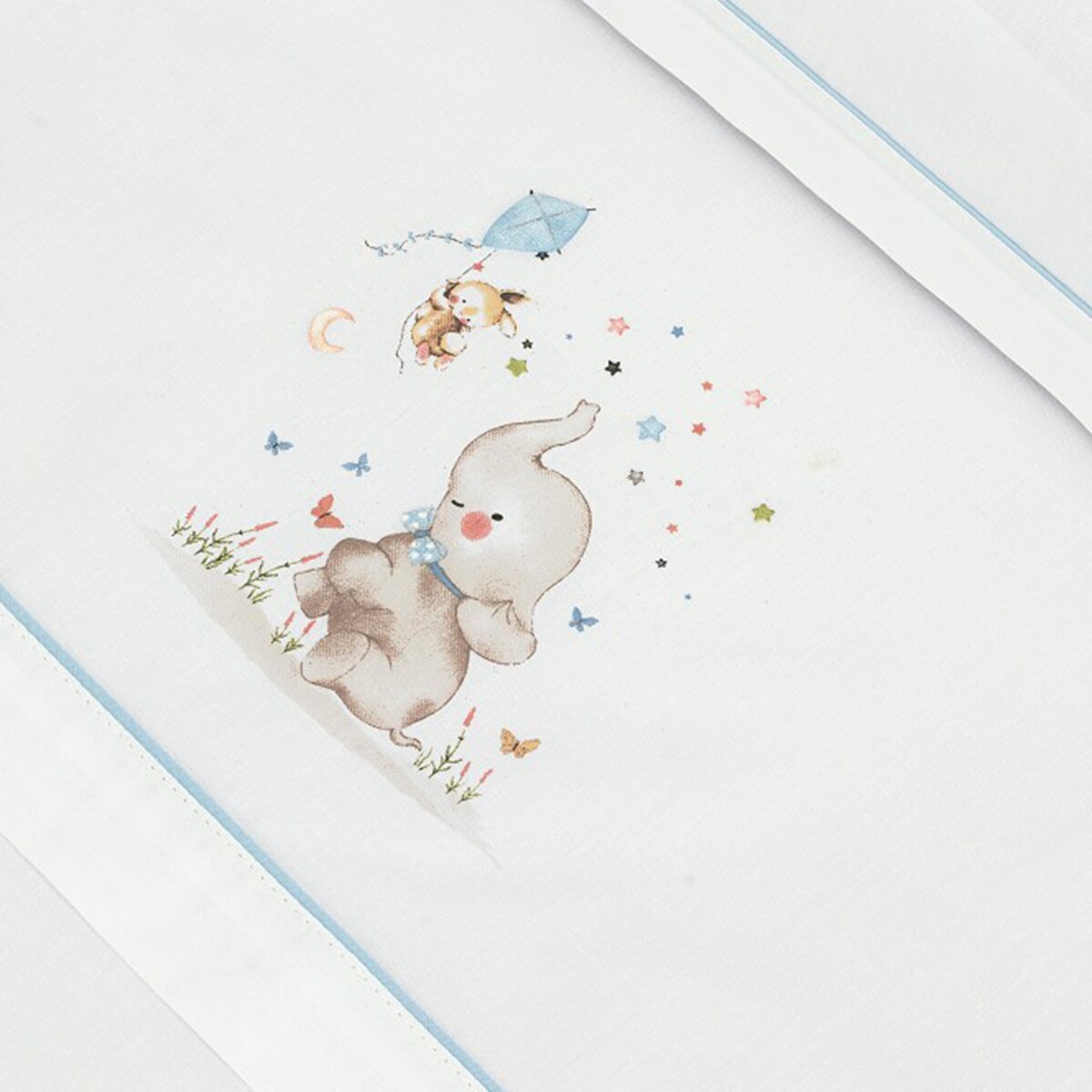 Juego de Sábanas 3 piezas para Cuna (60 x 120 cm.) Interbaby Elefante blanco/azul Blanco / Azul-2