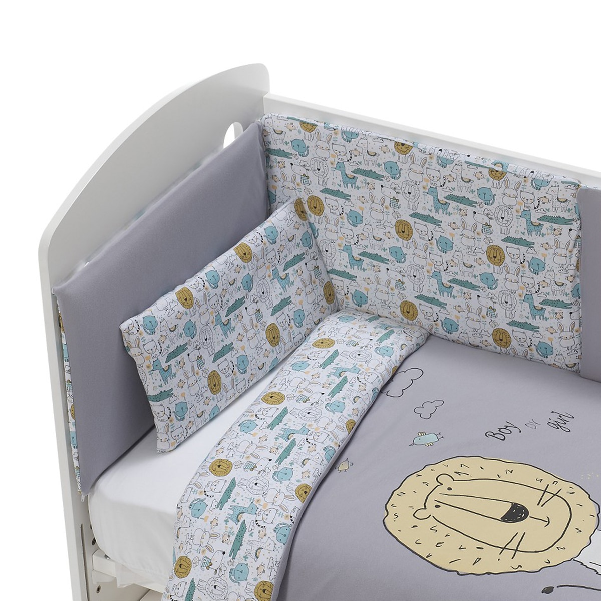 Juego de Sábanas 3 piezas para Cuna (70 x 140 cm.) Interbaby Indara gris Gris-1