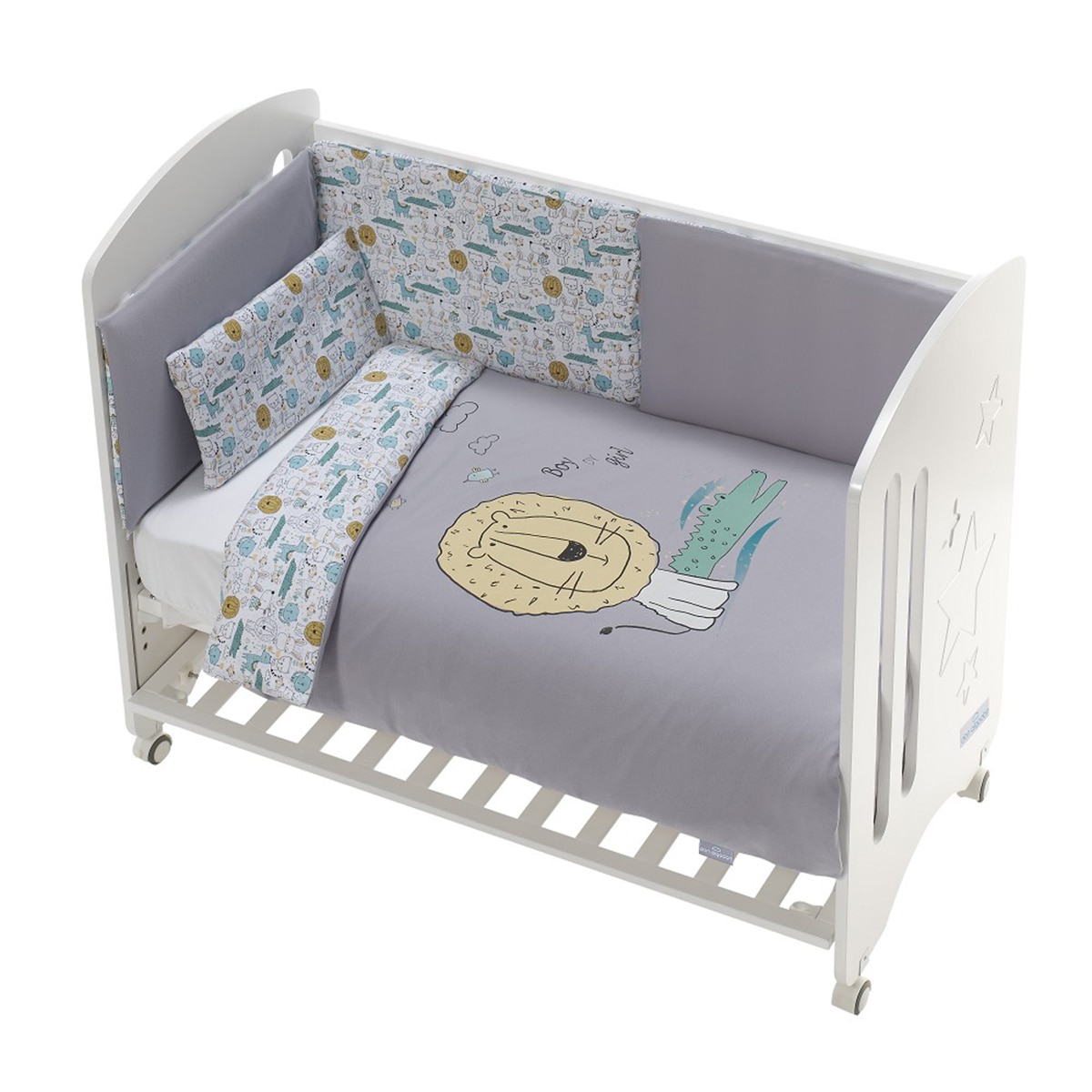 Juego de Sábanas 3 piezas para Cuna (70 x 140 cm.) Interbaby Indara gris Gris-2