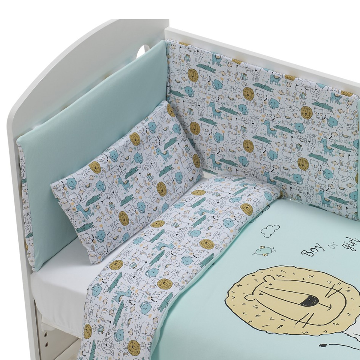 Juego de Sábanas 3 piezas para Cuna (70 x 140 cm.) Interbaby Indara menta Menta-1