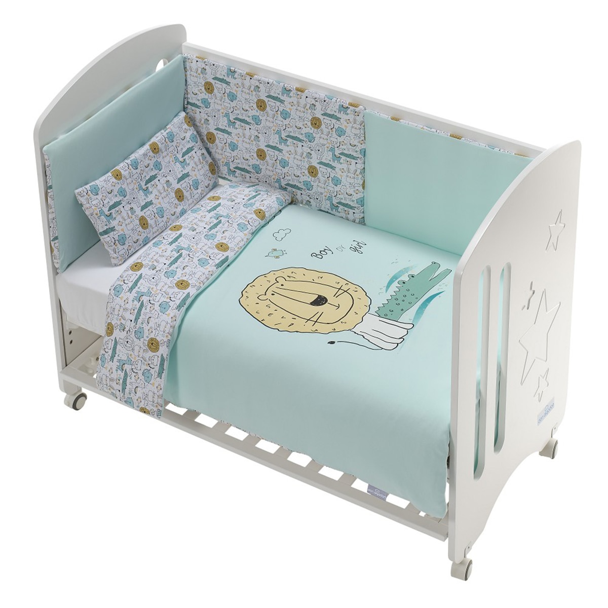 Juego de Sábanas 3 piezas para Cuna (70 x 140 cm.) Interbaby Indara menta Menta-2