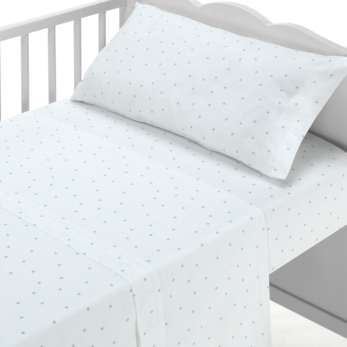 Imagen 0 de Set de cuna formado por sábana encimera, sábana bajera ajustable y funda de almohada estrellas