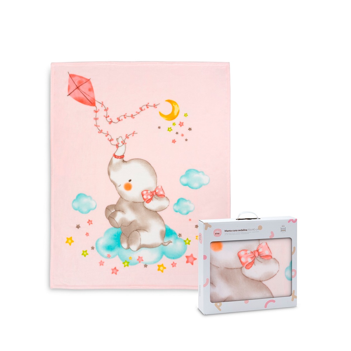 Imagen 0 de Manta cuna sedalina elefante cometa