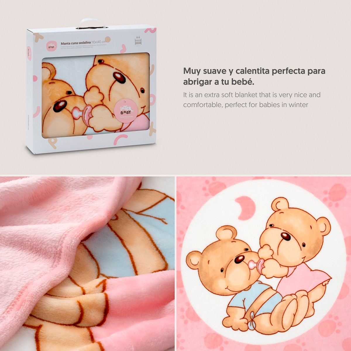 Manta cuna sedalinaparejita osos Rosa-3
